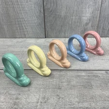 Set Of 5 Rare Retired 1980s Fiesta Ware Homer Laughlin Napkin Holder Rings USA