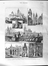 Antique Old Print *3081 1881 Royal Wedding Austria Prague Palace Hradschin