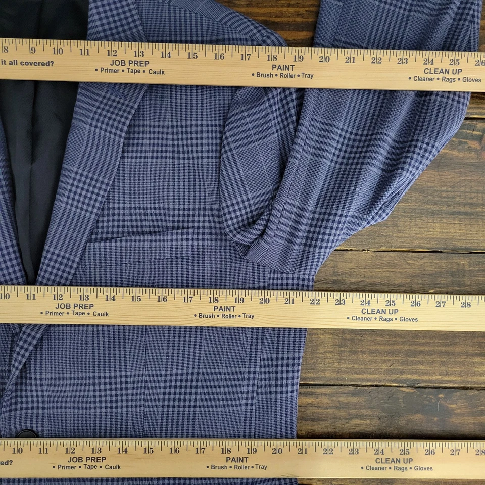 Abrigo Blazer Deportivo Para Hombre APT.9 Dos Botones Azul Cuadros Mezcla de Poli Seersucker 42R Foto 3 de 4