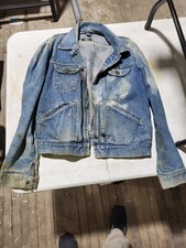 Vintage 60's Maverick Blue Bell Denim Jacket Very Distressed Size 44 Volvo