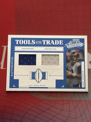 2004 Kurt Warner Absolute Tools Of The Trade Dual Patch Silver Holo /75 (#TT-50)