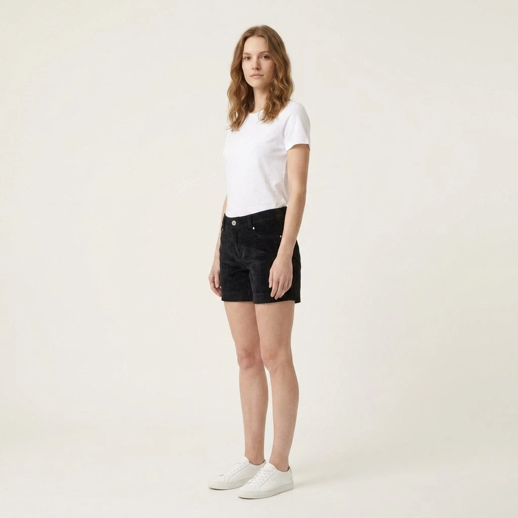 Patrizia Pepe Shorts Damen Schwarz Cord Optik Gr. 44 Vintage Second-Hand Style