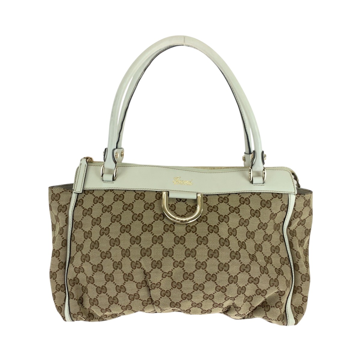 GUCCI Abbey 189831 GG Canvas Tote Shoulder Bag in Beige White
