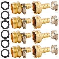 4 Set Brass Garden Hose Repair Connector Kit With Clamps Fit For 12 Garden...