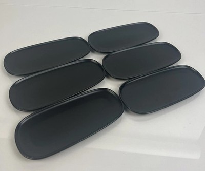 6x Alessi Asian Plates for Delta Long Black Oval Dessert Sushi Bread Platter