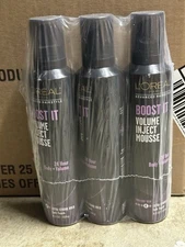 3 Loreal Boost It Volume Body Inject Mousse 24hr Extra Strong Hold 8.3oz SEALED 