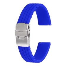 Silicone Watch Bands 18mm Soft Watch Bands with Silver Snap Buckle, Light Blue