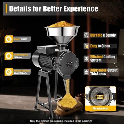 Corn Grinder Machine Electric Rice Wheat Corn Grain Feed Mill +Funnel 3000W