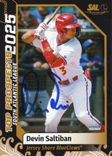 Devin Saltiban Signed IP 2025 SAL Top Prospects Card #16 Phillies #21 Prospect!