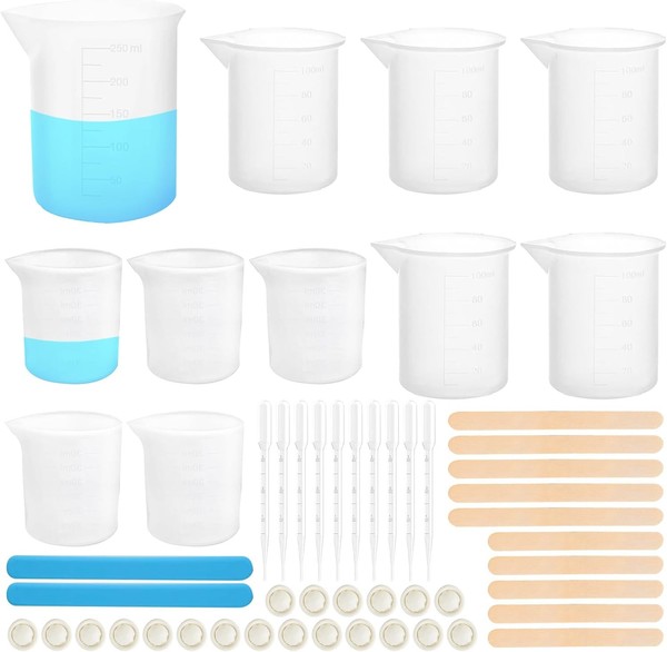 Silikon Messbecher Set 11 StüCk Mit Skala FüR Epoxidharz Basteln DIY-image