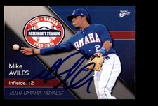 Signed Baseball Card Auto 2010 MultiAd Omaha Royals #2 Mike Aviles RC MILB