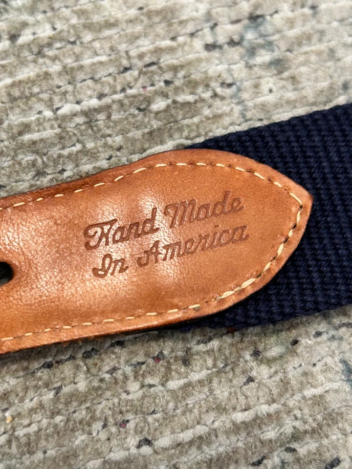 Martin Dingman подлинный темно-синий шерсти веб коричневый кожаный серсингл ремень 32 - Изображение 4 из 4