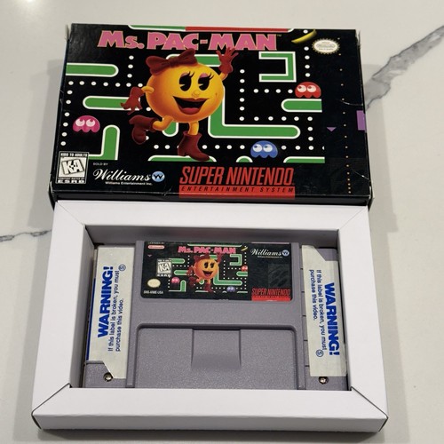 Ms. Pac-Man (SNES, 1996 Midway) Authentic Box No Manual TESTED FAST SHIPPED - Picture 1 of 22