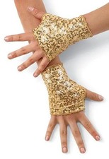 Gold Sequence Dancewear Gloves Adult Large 16 