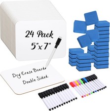 24 Sets Small Whiteboard Dry Erase Boards 5" x7'' Mini Double Sided Dry Erase