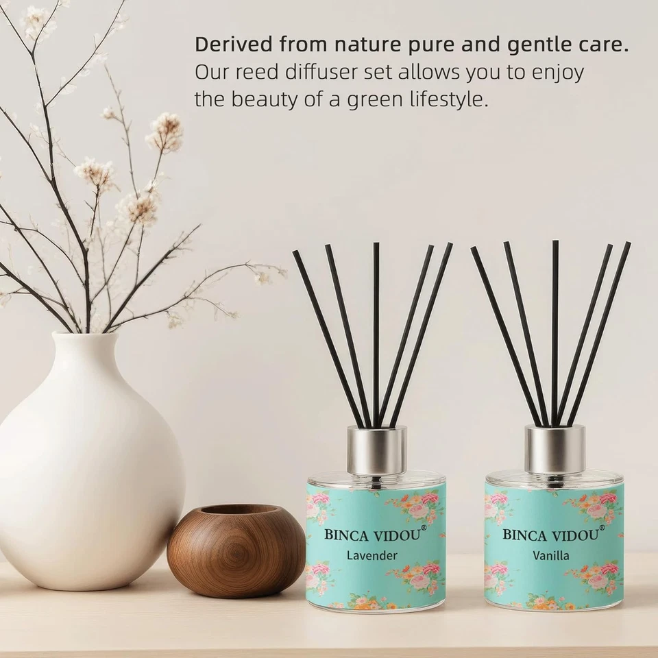 Reed Diffuser Set of 3, Lavender, Rose, Vanilla Aromatherapy Oil Diffusers for B - Image 3 of 4