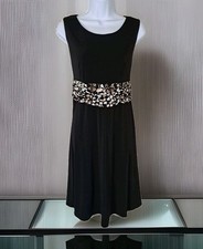 Jessica Howard Dress 12P Black Ruched Waist Zipper Sleeveless Fit Flare Cocktail