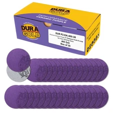 400 Grit 2" Purple Ceramic Sanding Discs, Box of 30 - Hook & Loop Sandpaper