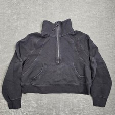 Lululemon Sweatshirt Womens M/L Black 1/2 Zip High Neck Cropped Pullover Fleece