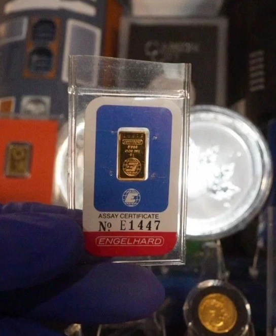 1 gram Gold Bar - Engelhard (In Assay)- Vintage ASSAY- “E” Series  Rare - Image 4 of 4