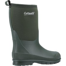 Image of Cotswold Hilly Neoprene Kids Wellington Boot Green Pull On Loop, Lightweight s