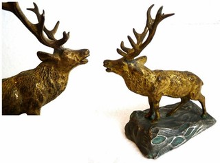 Orig alt Jugendstil Figur Wiener Bronze Hirsch 1900 wien Österreich jagd jäger