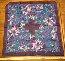 vintage purple and teal square scarf Betmar 28993 Italy 819 100 polyester