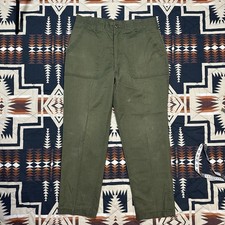 Vintage 70s Military Pants Green Vietnam Era Trousers 34X29 button