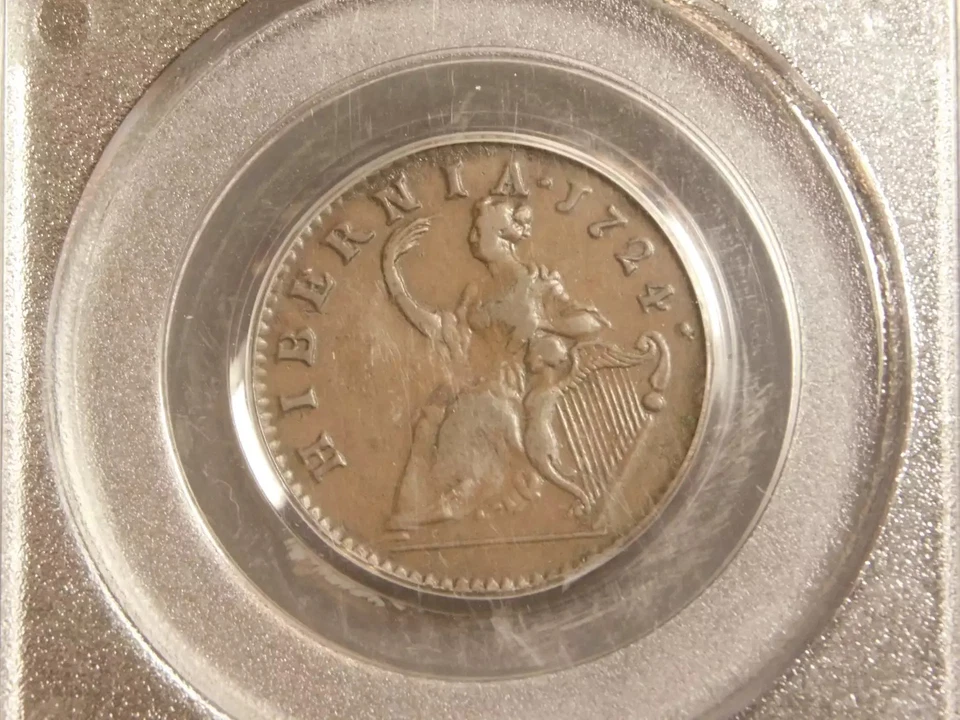 1724 Hibernia Farthing Colonial Half Penny - PCGS XF45  - Image 4 of 4