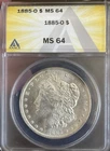 MS 64 ~ 1885 O Morgan Silver Dollar ~ FRESHLY GRADED ~ BU GEM ~ 90% Silver $1