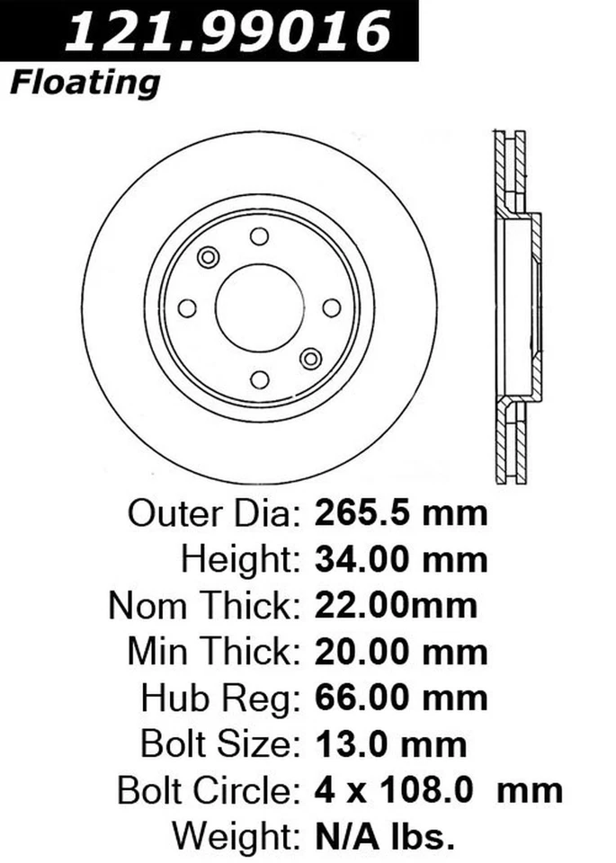 Rotor de freno de disco Centric Parts 121.99016 para modelos Peugeot 00-17 seleccionados Foto 3 de 4