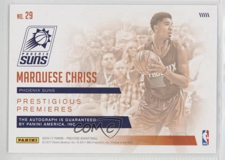 2016-17 Prestige Prestigious Premieres Signatures Marquese Chriss Rookie Auto RC - Image 2 of 2