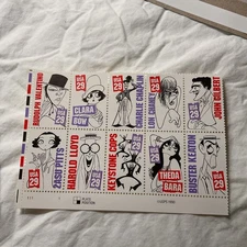 US-(-1994-)-SILENT SCREEN STARS-BLOCK of 10-STAMPS-MNH-BELOW F. V.-#17