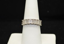 Sterling Silver Ring w/ Rectangular Clear Stones SZ 8.25 FMF210