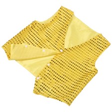 Kids Sequin Dance Vest 130cm Sleeveless Waistcoat Shiny Stage Performance Wear