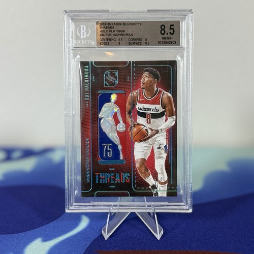 24-25 Panini Silhouette Threads Holo Platinum Rui Hachimura Logoman numbered 2/4