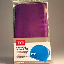 TYR Long Hair Silicone Cap Purple Swim Cap MPN LCSL - Sealed in Box 