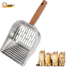 Litter Scooper, Metal Litter Scoop, Pooper Scooper with Wooden Handle