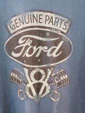Newport Blue Ford V8 Graphic T Shirt Adult Mens Size L Blue Acid Wash