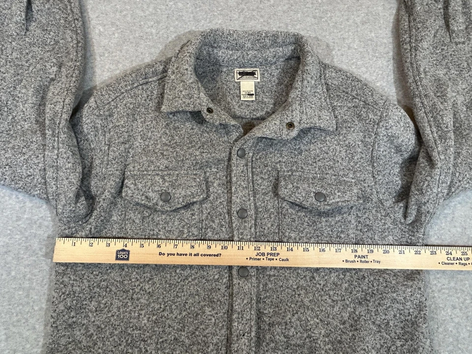 Camisa LL Bean Para Hombres Grande Gris Botón Tejido Polar Sobrecamisa a Presión Cazadora Ropa de Trabajo Foto 4 de 4