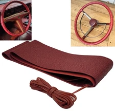 Classic Grip Synthetic Vinyl OldSchool Wrap Steering Wheel Cover Burgundy 14-16"