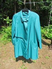 Vintage Diana Marco Teal Green 3 Button Shoulder Pads Long Sleeve Coat Size 18
