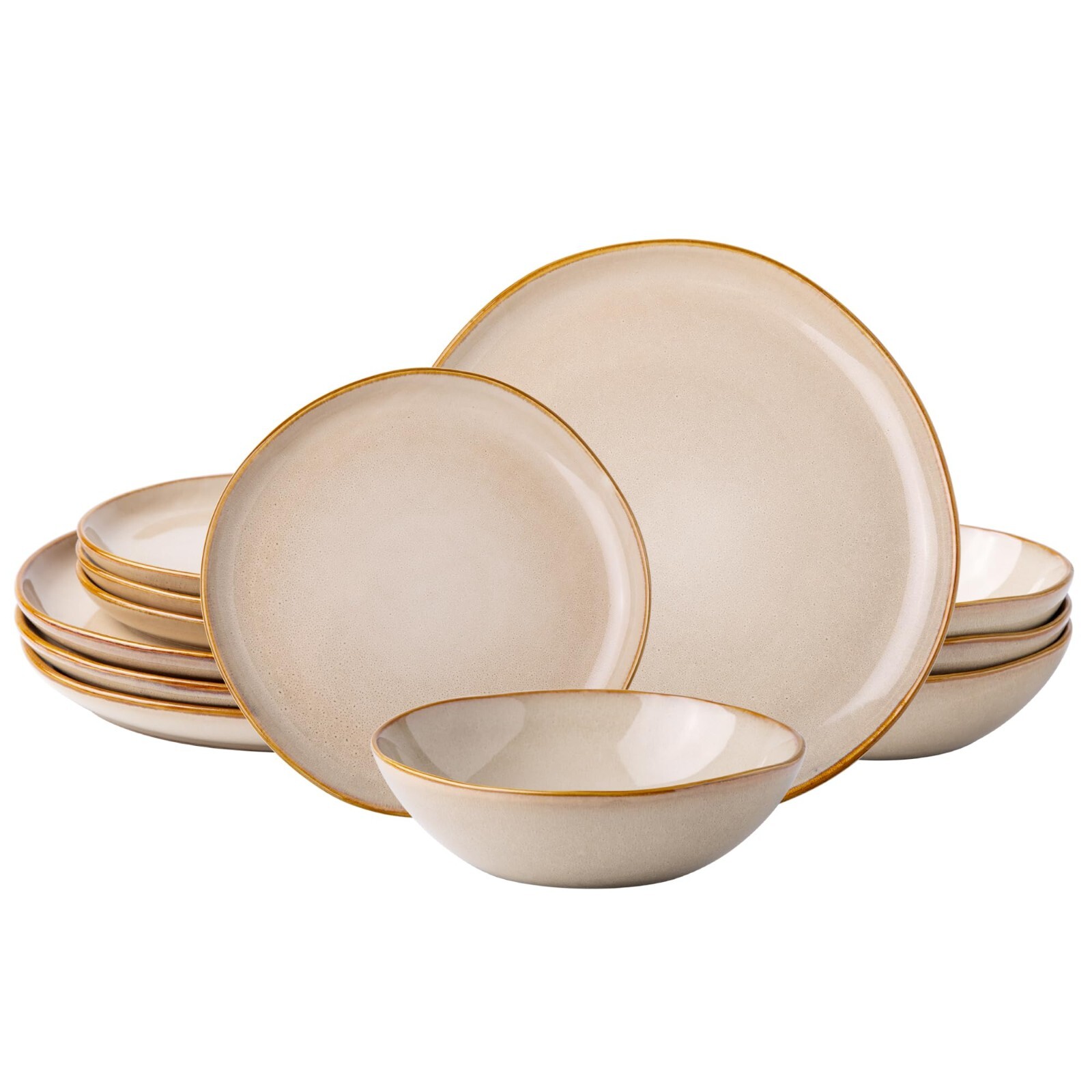 AmorArc Ceramic Dinnerware Sets,Handmade Reactive Glaze Plates and Bowls Set,Hig
