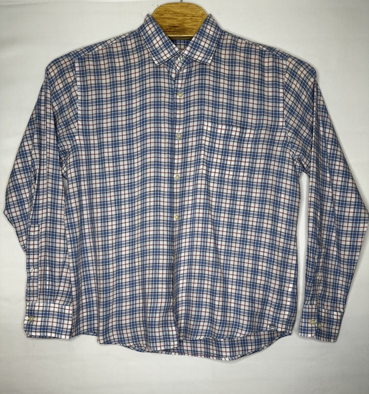 Peter Millar Long Sleeve Button Up Shirt White Pink Blue Men’s Size Large