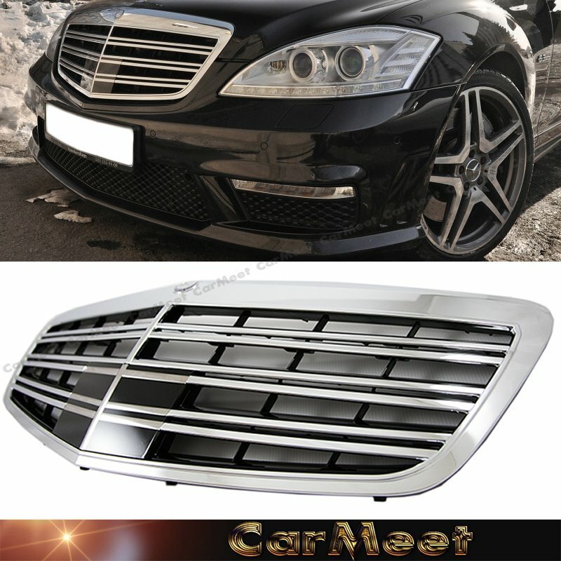 For BZ 10-13 W221 S-Sedan MS Look Front Frame Grille Chrome Gloss Black Color