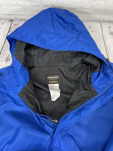 Vintage STEARNS Mens Waterproof Blue Black Rain Coat Jacket Size 2XL Full Zip - Picture 4 of 12