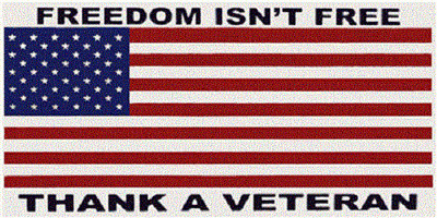 Freedom Isn't Free Thank A Veteran Decal Vinyl Bumper Sticker (3.75''x7.5'')