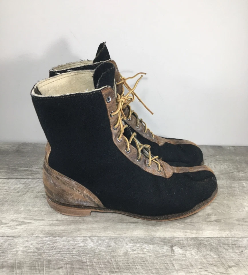 Air Corps World War II Black Wool Felt Arctic Boots Size 10 WWII WW2 US Army - Image 2 of 4