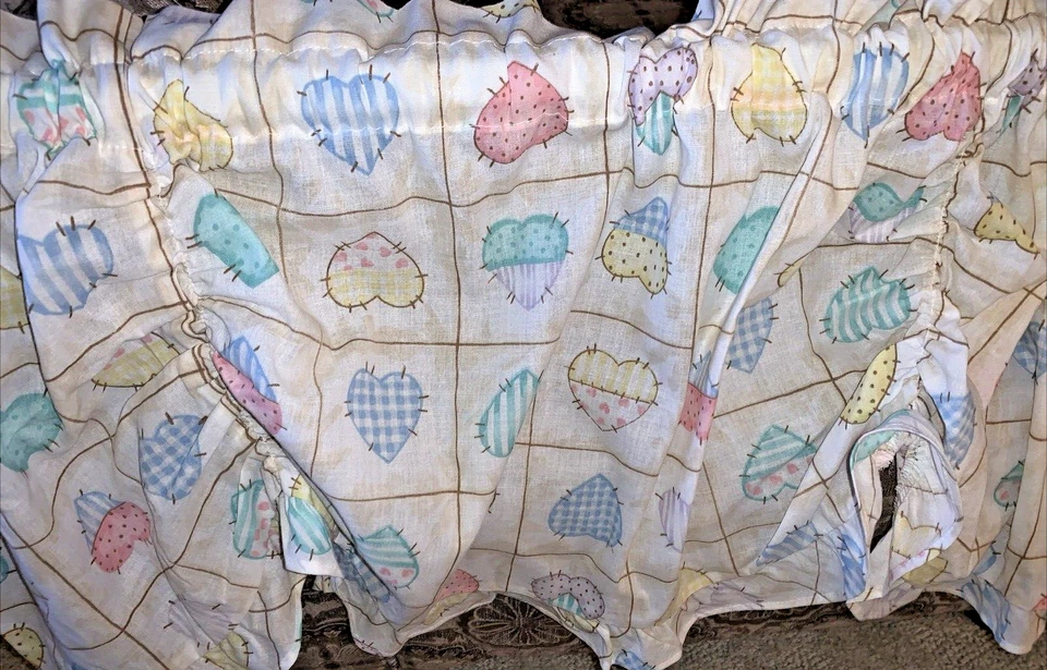 Cenefa ventana estampado resortes corazones pastel 60 x 132" acanalada bonito país Foto 4 de 4