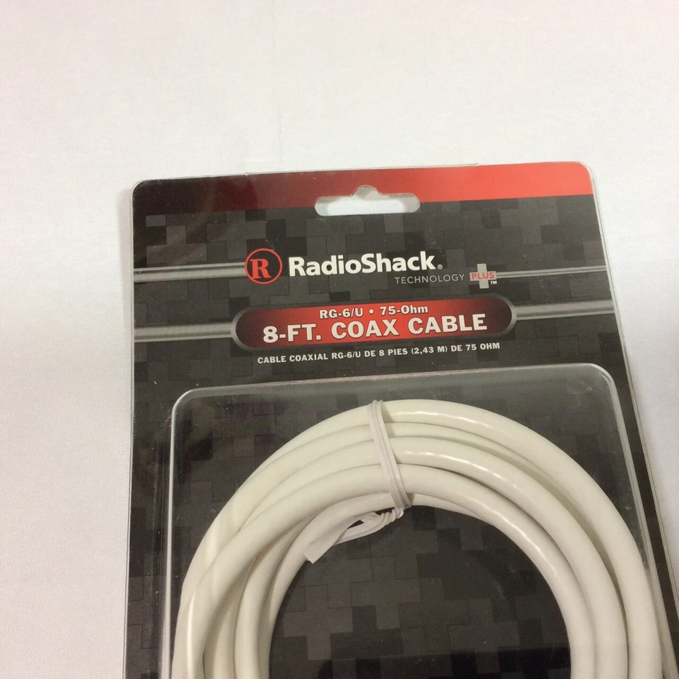 Radio Shack 8-FT (2.43M) Coax AV Cable TV Telephone Internet Data Video Antenna - Image 2 of 4